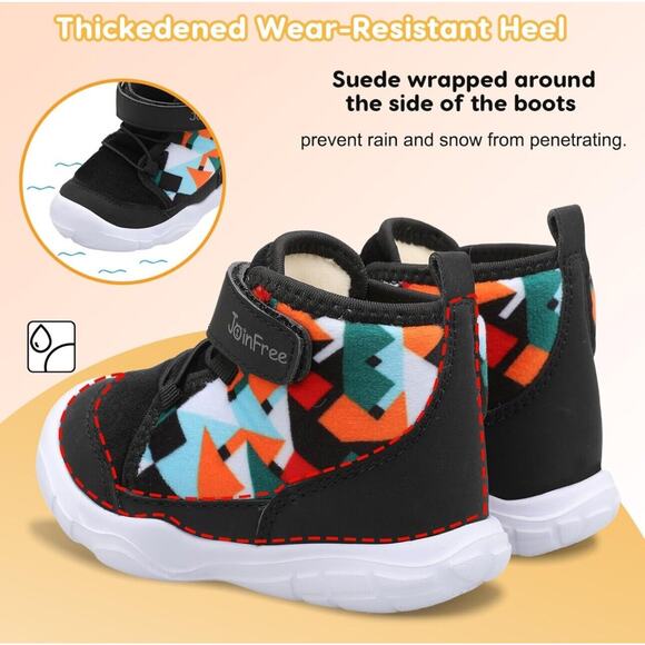 JOINFREE Toddler Boys Girls Warm Winter Boots Non-Slip Lightweight Black 5.5T - Picture 5 of 15